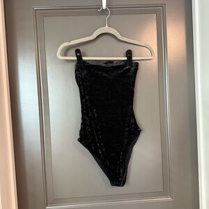 Strapless Black Velvet Bodysuit Urban Outfitters Size M
